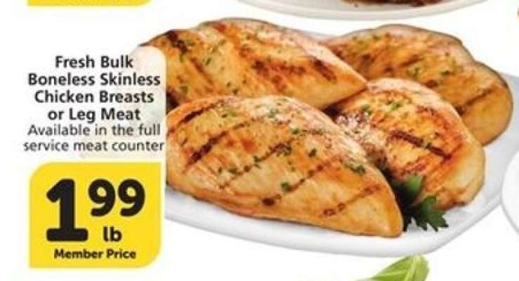 Fresh Bulk Boneless Skinless Chicken Breasts or Leg Meat