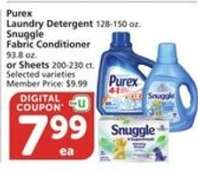 Purex Laundry Detergent / Snuggle Fabric Conditioner or Sheets