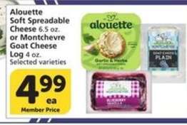 Alouette Soft Spreadable Cheese or Montchevre Goat Cheese