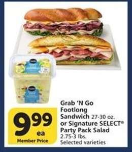 Grab 'N Go Footlong Sandwich or Signature SELECT Party Pack Salad