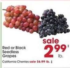Red or Black Seedless Grapes