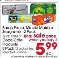 Barq's Fanta, Minute Maid or Seagram's 12 Pack