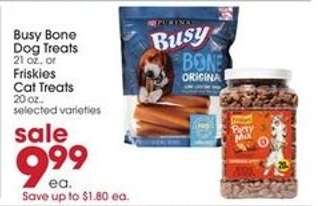 Busy Bone Dog Treats or Friskies Cat Treats