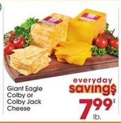 Giant Eagle Colby or Colby Jack Cheese