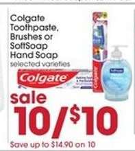 Colgate Toothpaste, Brushes or SoftSoap Hand Soap