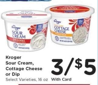 Kroger Sour Cream, Cottage Cheese or Dip