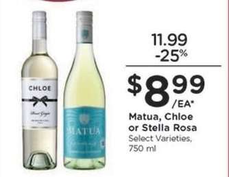 Matua, Chloe or Stella Rosa