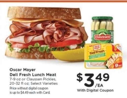 Oscar Mayer Deli Fresh Lunch Meat or Claussen Pickles
