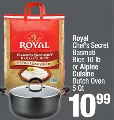 Royal Chef's Secret Basmati Rice 10 lb or Alpine Cuisine Dutch Oven 5 Qt