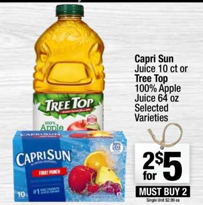 Capri Sun Juice 10 ct or Tree Top 100% Apple Juice 64 oz