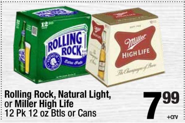 Rolling Rock, Natural Light, or Miller High Life