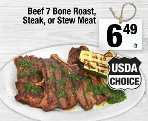Beef 7 Bone Roast, Steak, or Stew Meat