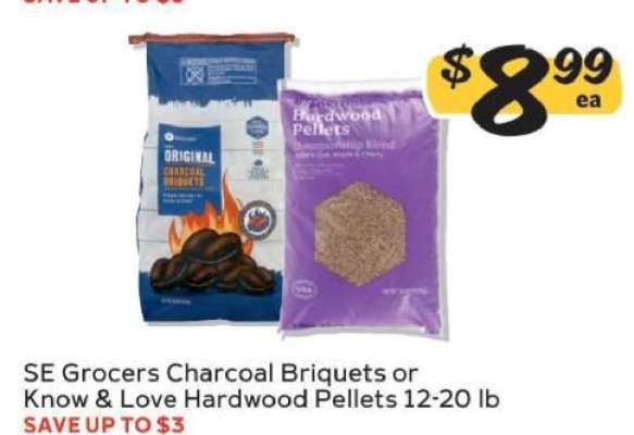 SE Grocers Charcoal Briquets or Know & Love Hardwood Pellets