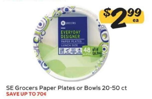 SE Grocers Paper Plates or Bowls
