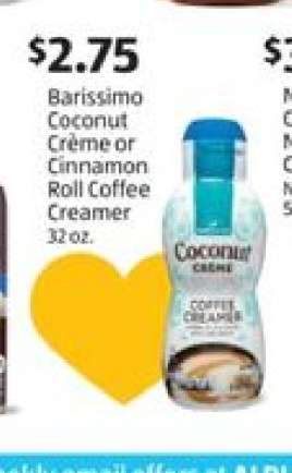 Barissimo Coconut Crème or Cinnamon Roll Coffee Creamer