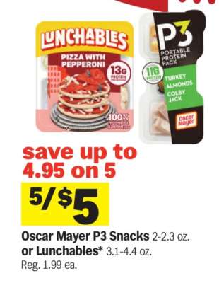 Oscar Mayer P3 Snacks or Lunchables