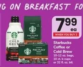 Starbucks Coffee or Cold Brew
