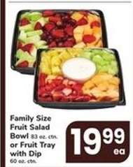 Family Size Fruit Salad Bowl or Fruit Tray with Dip