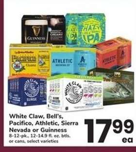 White Claw, Bell's, Pacifico, Athletic, Sierra Nevada or Guinness