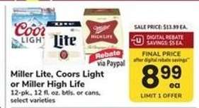 Miller Lite, Coors Light or Miller High Life