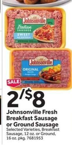 Johnsonville Fresh Breakfast Sausage or Ground Sausage