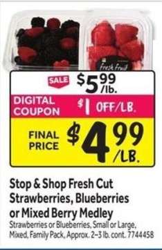 Stop & Shop Fresh Cut Strawberries, Blueberries or Mixed Berry Medley