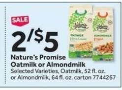 Nature's Promise Oatmilk or Almondmilk