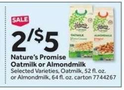 Nature's Promise Oatmilk or Almondmilk