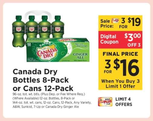 Canada Dry Bottles 8-Pack or Cans 12-Pack