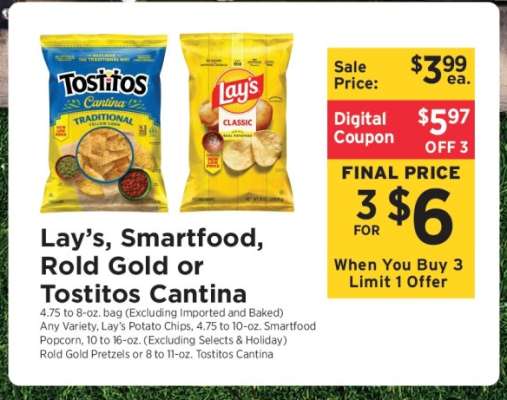 Lay’s, Smartfood, Rold Gold or Tostitos Cantina