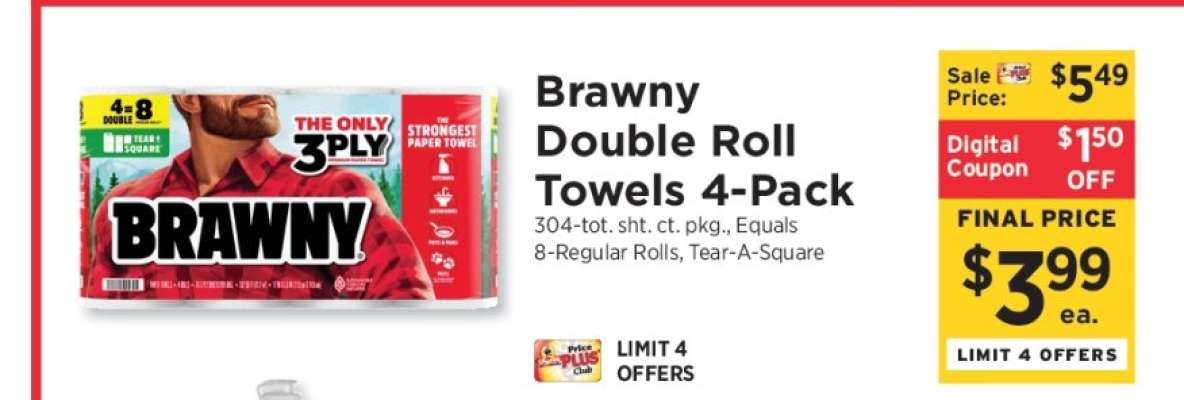 Brawny Double Roll Towels 4-Pack
