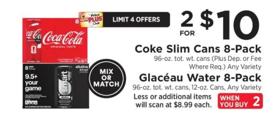 Coke Slim Cans 8-Pack / Glacéau Water 8-Pack
