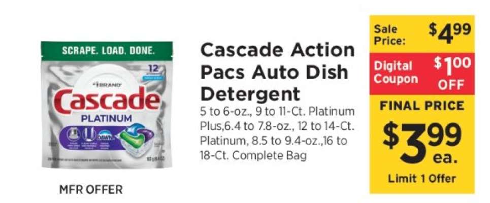Cascade Action Pacs Auto Dish Detergent