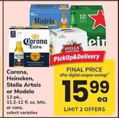 Corona, Heineken, Stella Artois or Modelo