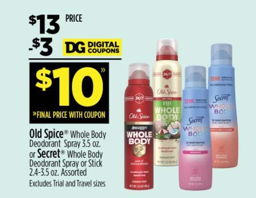 Old Spice® Whole Body Deodorant Spray 3.5 oz. or Secret® Whole Body Deodorant Spray or Stick 2.4-3.5 oz.