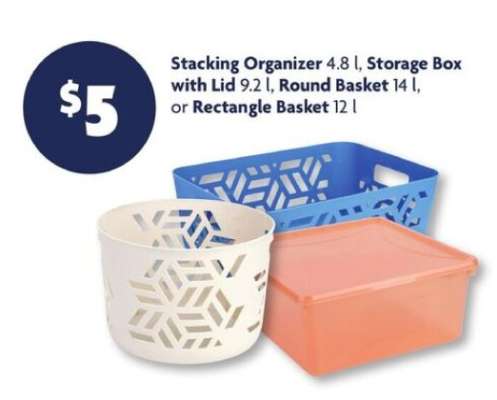 Stacking Organizer, Storage Box with Lid, Round Basket, Rectangle Basket