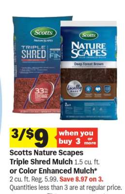 Scotts Nature Scapes Triple Shred Mulch or Color Enhanced Mulch
