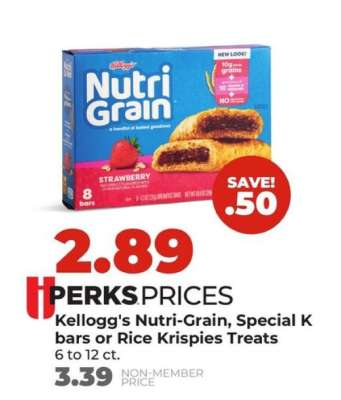 Kellogg's Nutri-Grain, Special K bars or Rice Krispies Treats