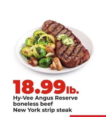 Hy-Vee Angus Reserve boneless beef New York strip steak