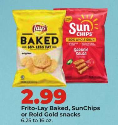 Frito-Lay Baked, SunChips or Rold Gold snacks