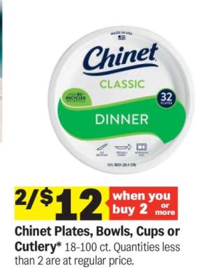 Chinet Plates, Bowls, Cups or Cutlery*