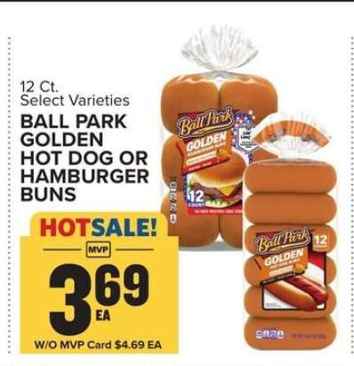 Ball Park Golden Hot Dog or Hamburger Buns