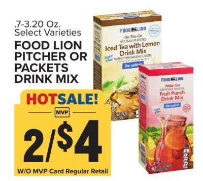 FOOD LION PITCHER OR PACKETS DRINK MIX