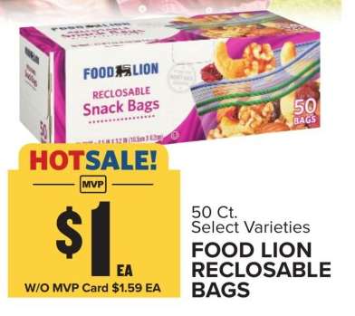 FOOD LION RECLOSABLE BAGS