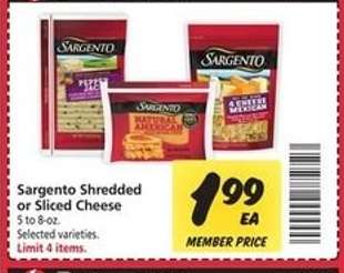 Sargento Shredded or Sliced Cheese
