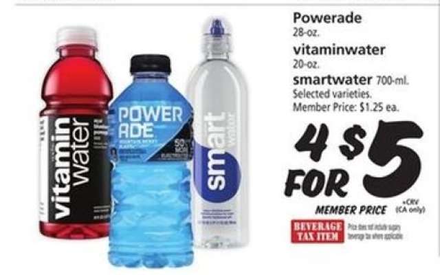 Powerade, vitaminwater, smartwater