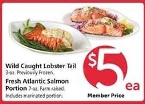 Wild Caught Lobster Tail / Fresh Atlantic Salmon Portion