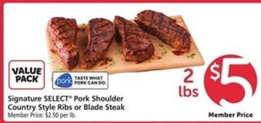 Signature SELECT Pork Shoulder Country Style Ribs or Blade Steak