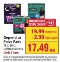 Depend or Poise Pads