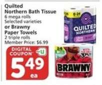 Quilted Northern Bath Tissue or Brawny Paper Towels